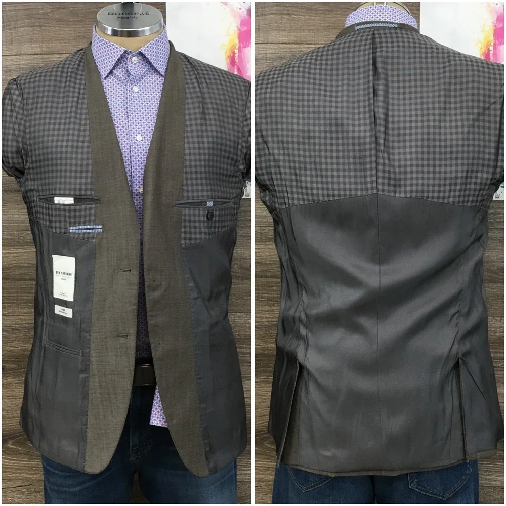 Ben‎ Sherman Mens Blazer Sport Coat Casual Jacket Size 40L Two Button Wool Suits